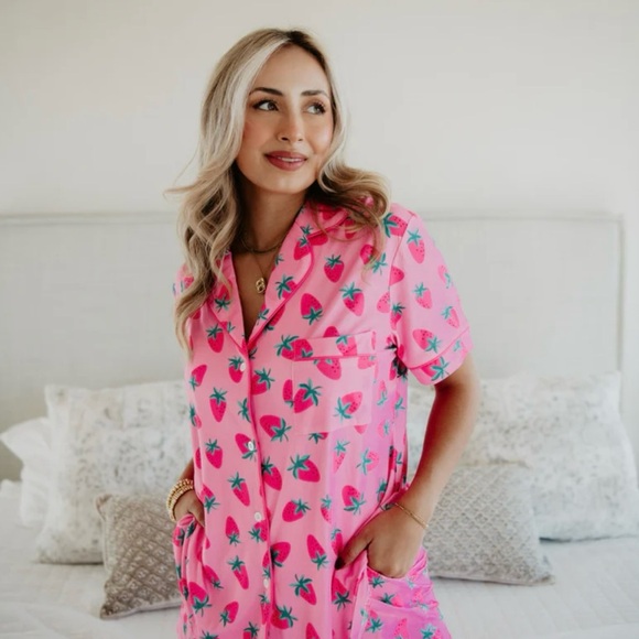 Katydid Other - Katydid Pink Strawberry Print Pajama Set